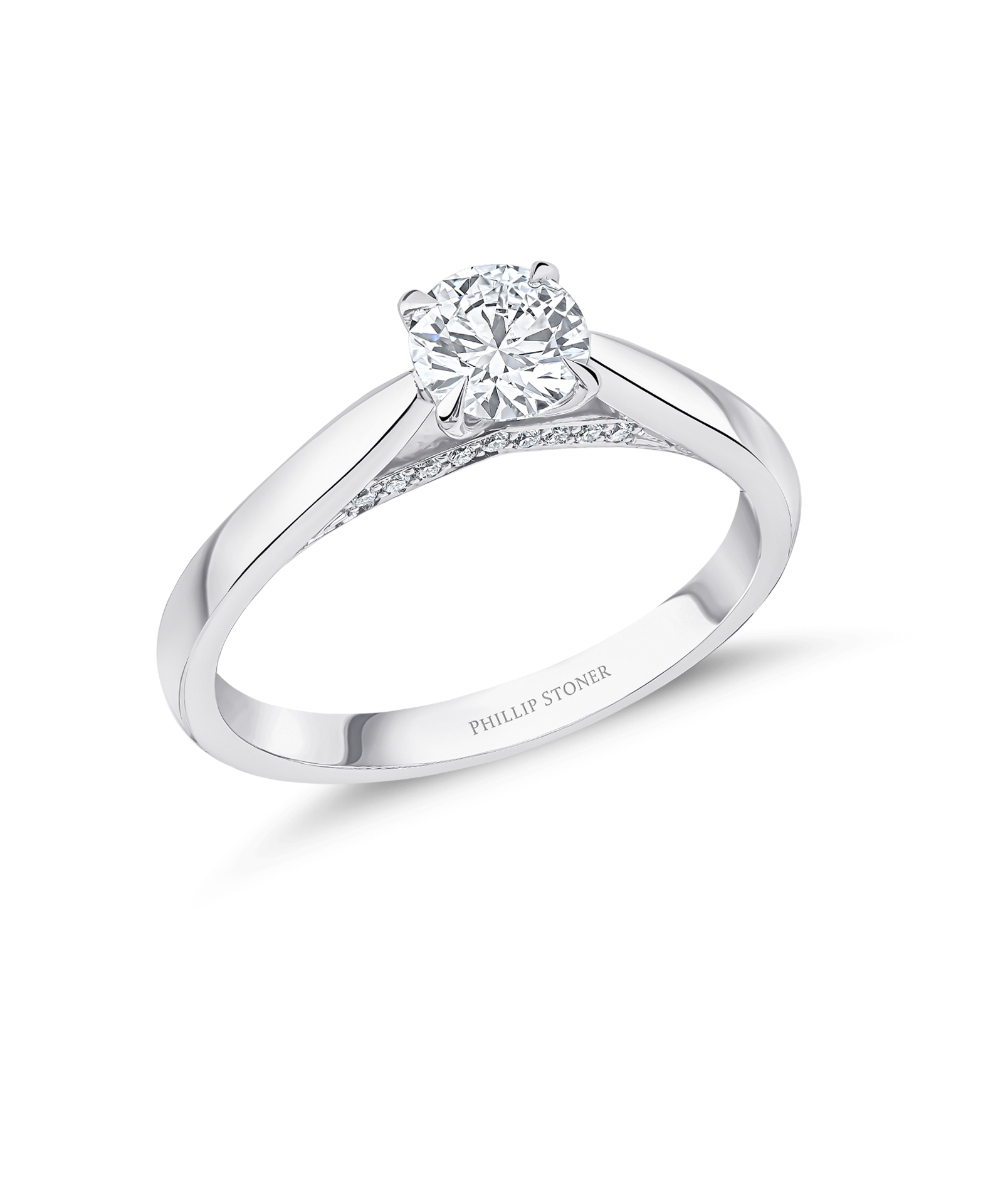 0.50ct Round Brilliant Cut Diamond Solitaire Ring with Diamond Bridge - Phillip Stoner The Jeweller