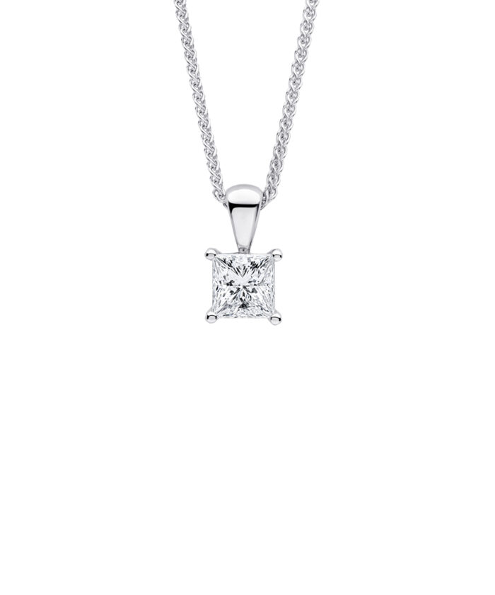 0.70ct Princess Cut Solitaire Diamond Pendant - Phillip Stoner The Jeweller