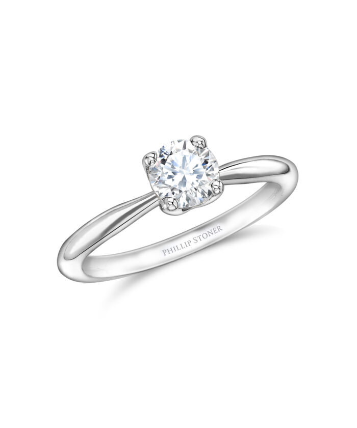 0.70ct Round Brilliant Cut Diamond Contemporary Platinum Engagment Ring - Phillip Stoner The Jeweller