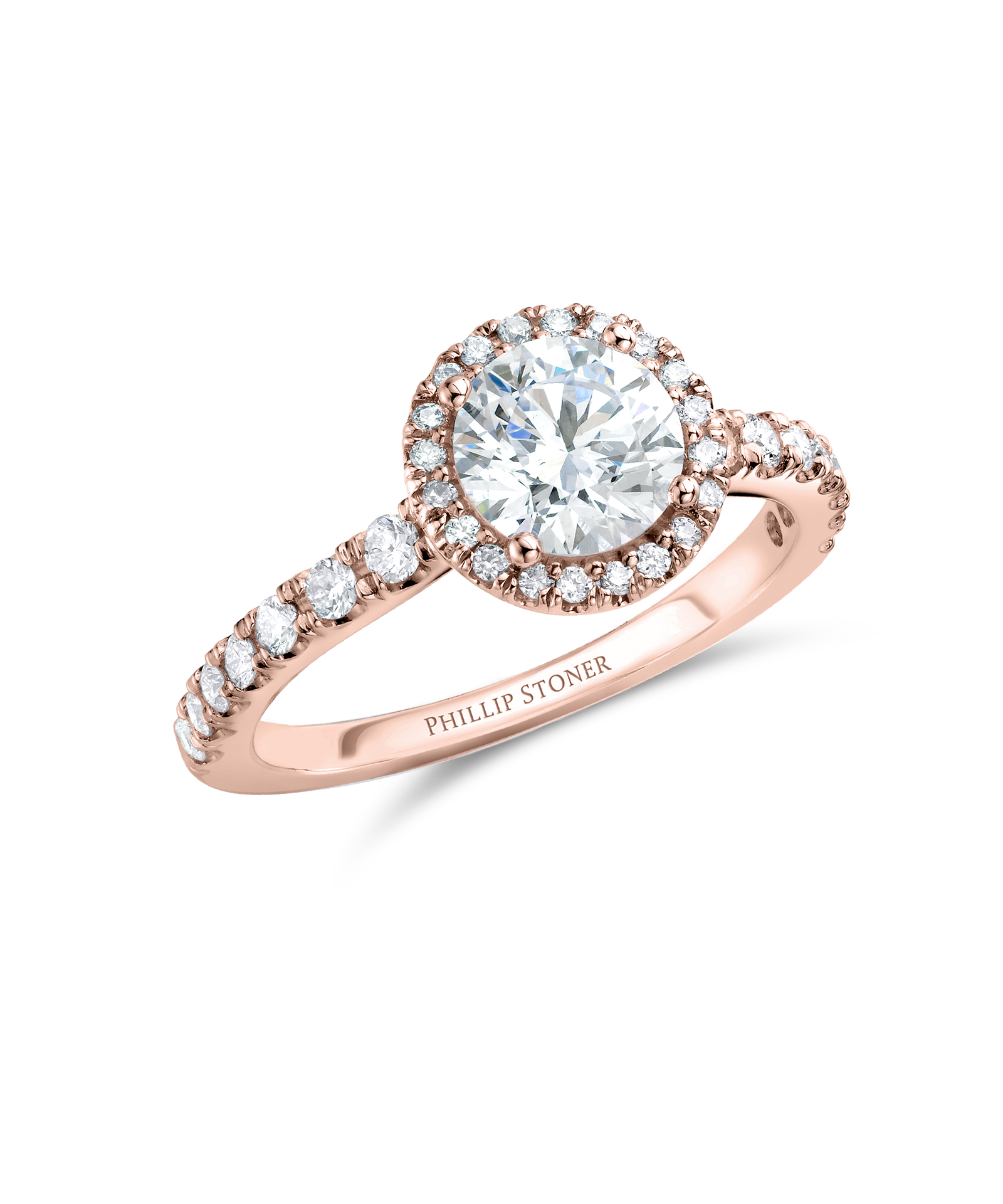 1ct Round Brilliant Cut Diamond Rose Gold Thea Halo Engagement Ring - Phillip Stoner The Jeweller