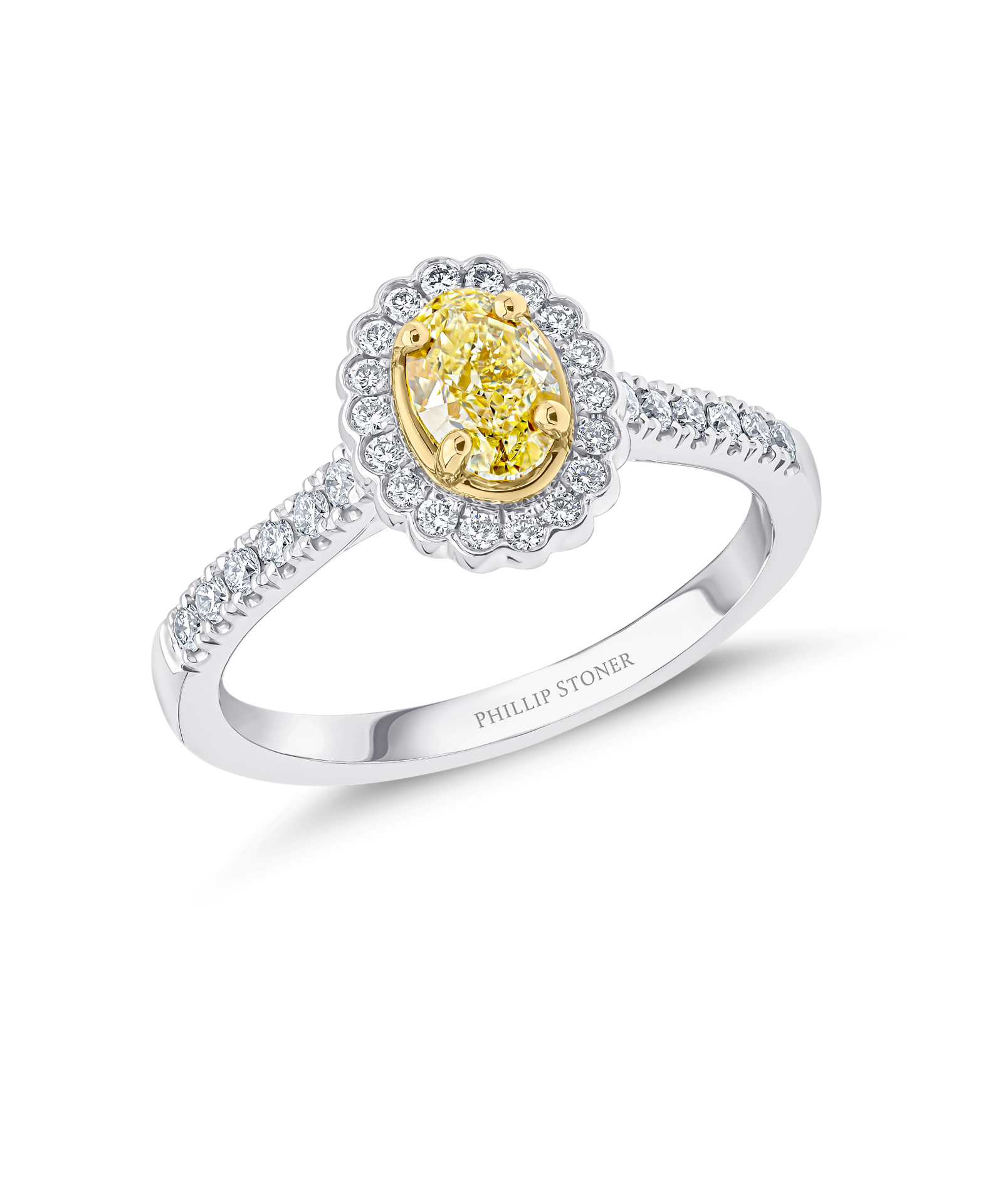 Oval Cut Yellow Diamond Cluster Engagement Ring - Phillip Stoner The Jeweller
