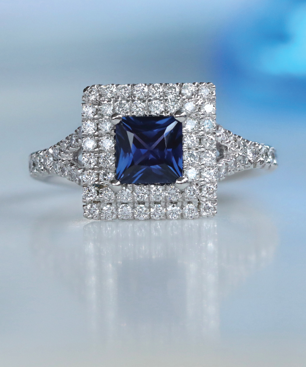 blue diamond cocktail ring