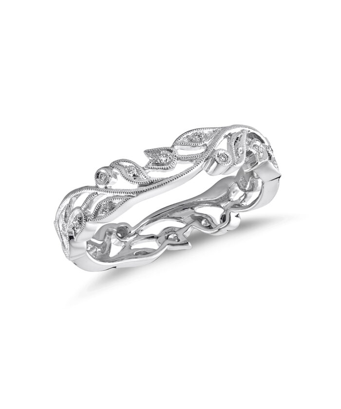 18ct White Gold Tulip Floral Wedding Band
