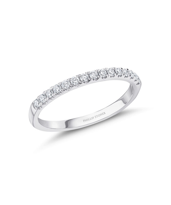Platinum 0.22ct Scallop-Set Diamond Eternity Ring
