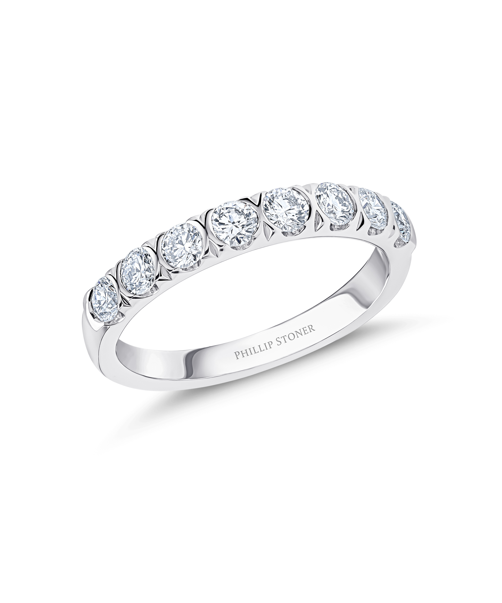Platinum 0.72ct Semi Rubover-Set Diamond Eternity Ring - Phillip Stoner The Jeweller