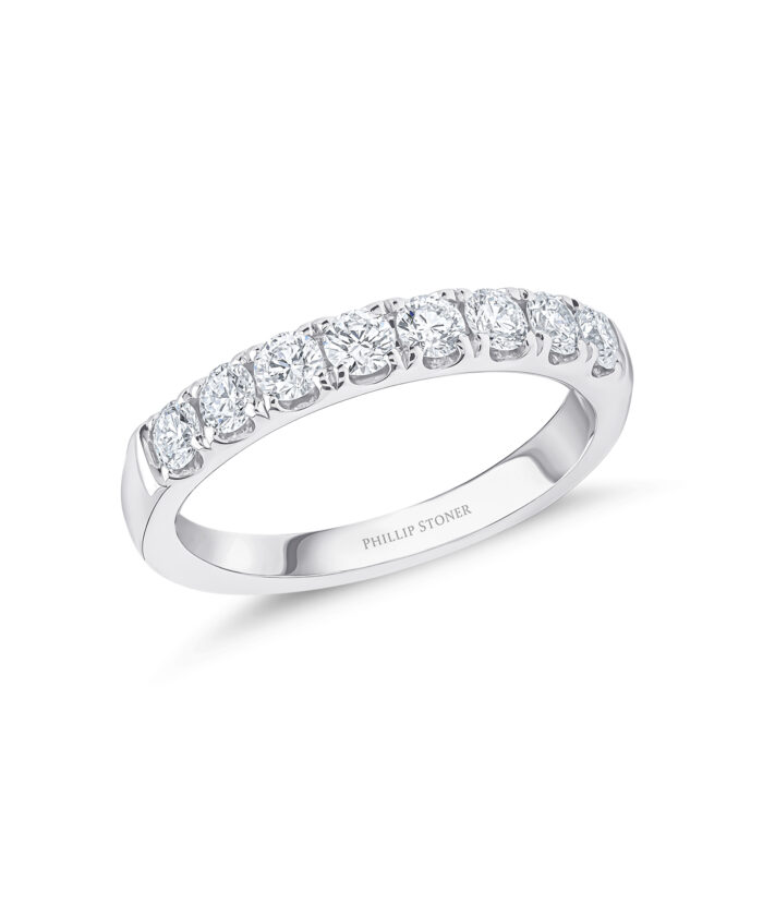 Platinum 0.74ct Scallop-Set Diamond Eternity Ring