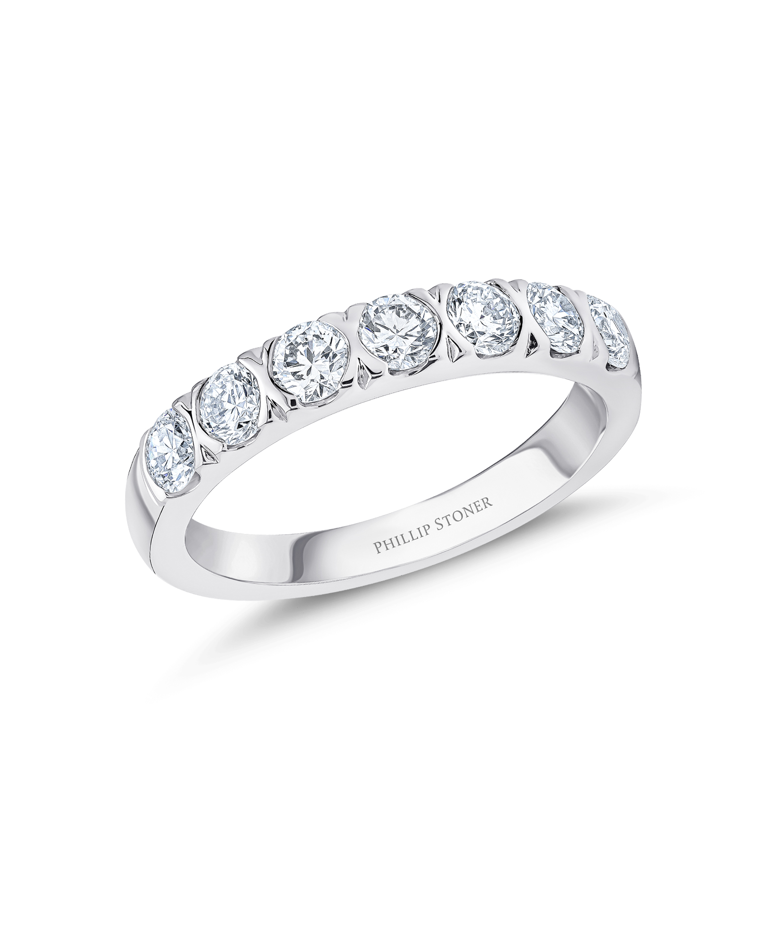 Platinum 0.94ct Semi Rubover-Set Diamond Eternity Ring - Phillip Stoner The Jeweller