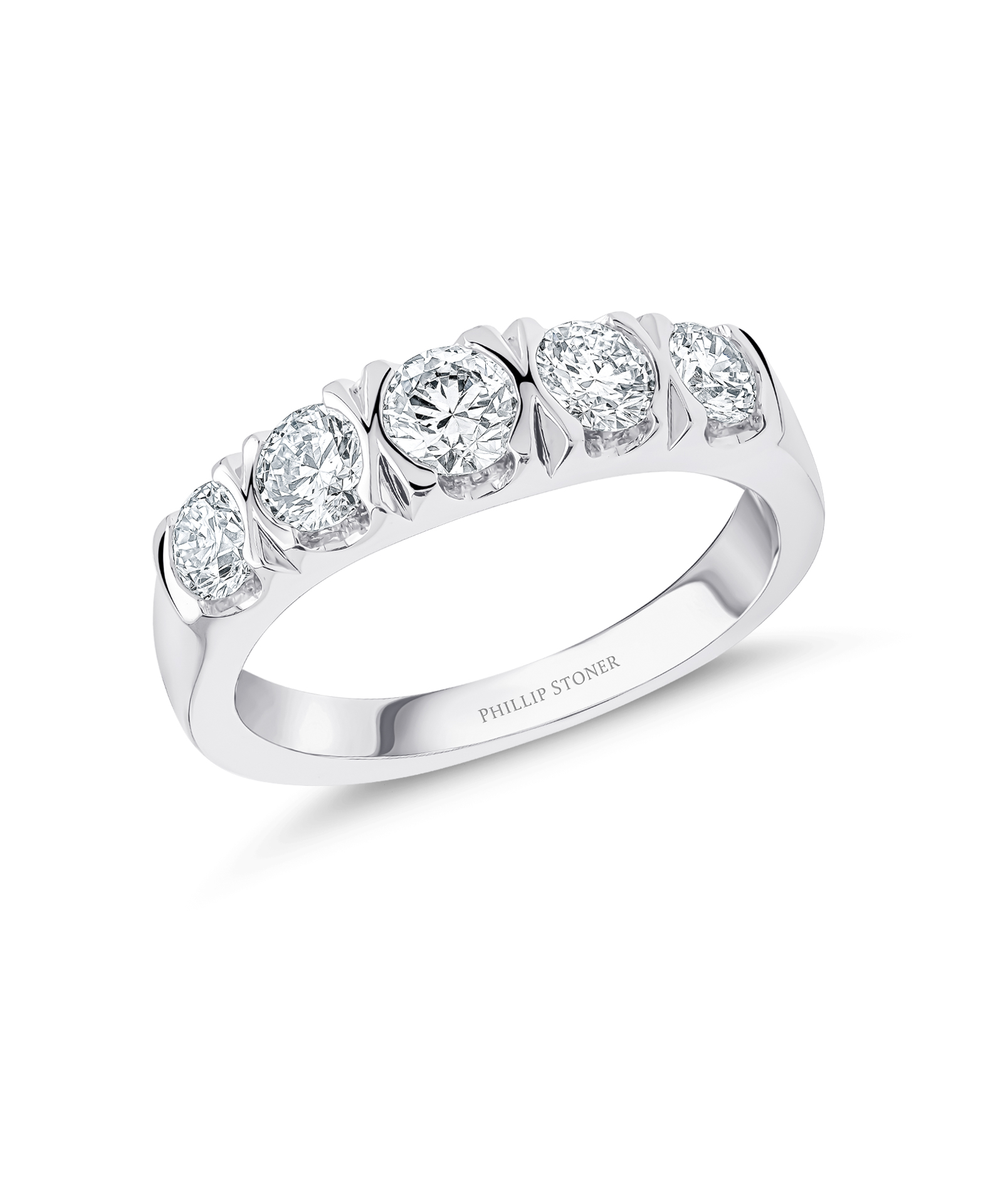 Platinum Graduated 5 Stone Diamond Eternity Ring - Phillip Stoner The Jeweller