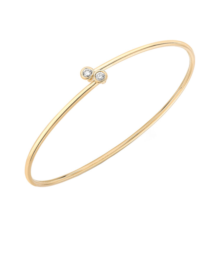 Diamond Dot Crossover Bangle - 18ct Yellow Gold - Phillip Stoner The ...