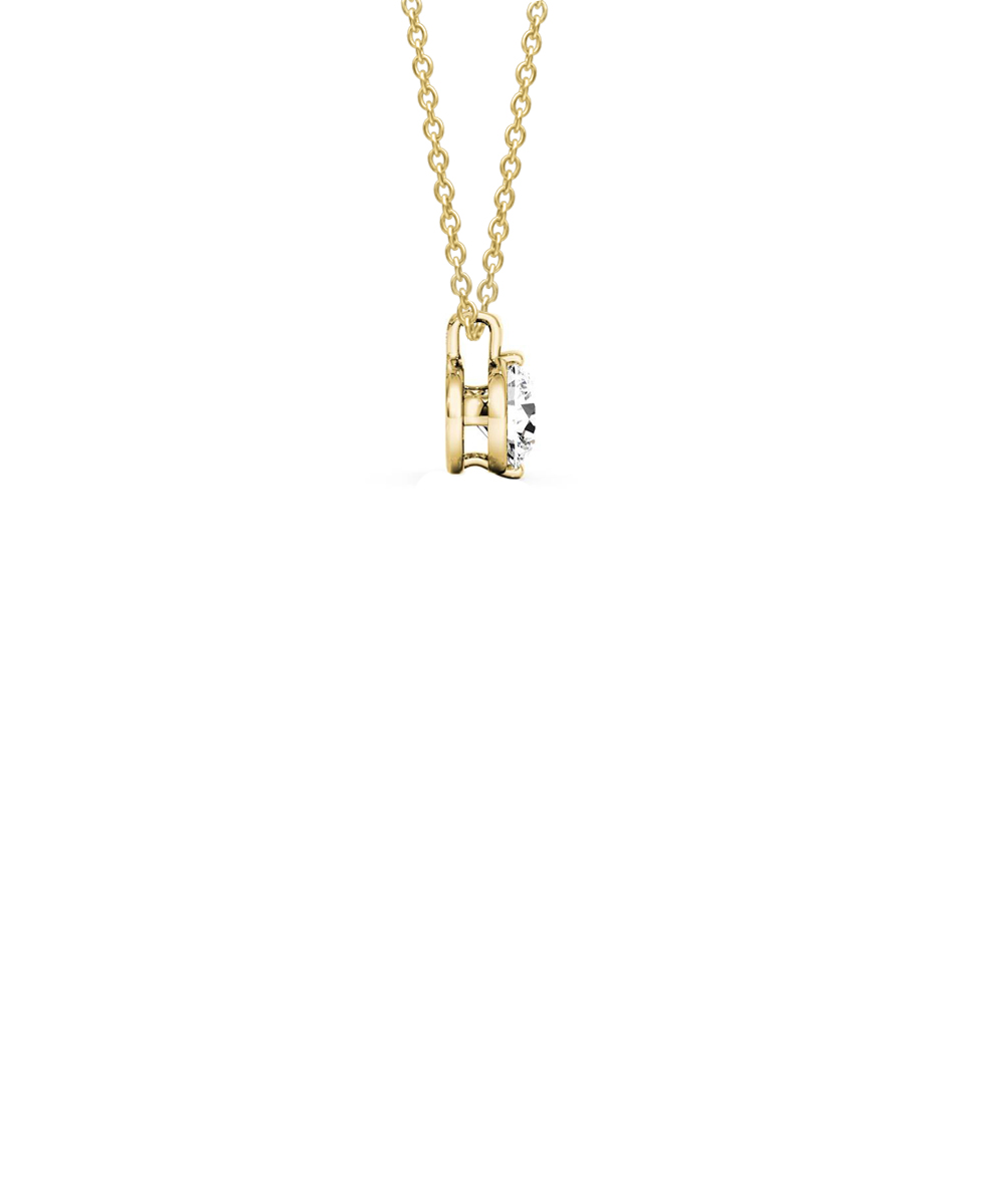 18ct Yellow Gold 2 Claw Rubover Diamond Pendant - Side