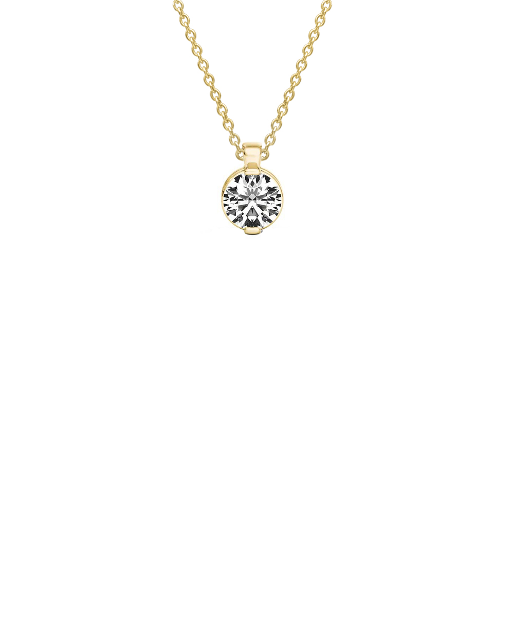 18ct Yellow Gold 2 Claw Rubover Diamond Pendant