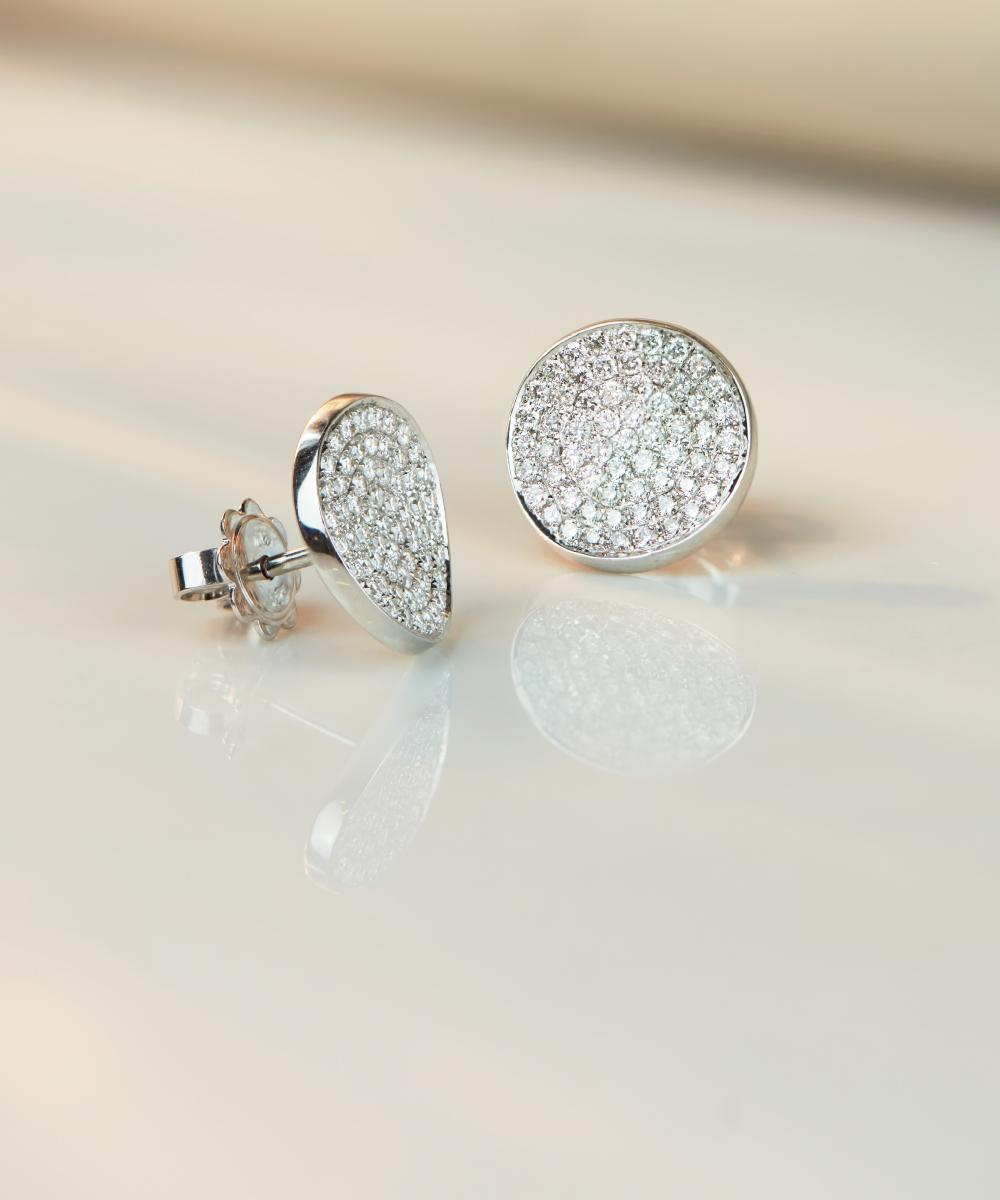 Pavé Set Diamond Disc Earrings