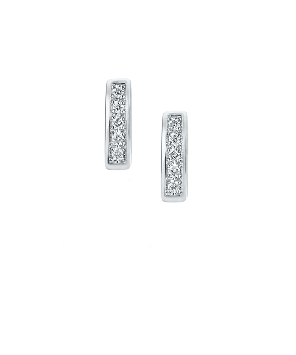 Platinum Diamond Bar Studs Earrings - Phillip Stoner The Jeweller