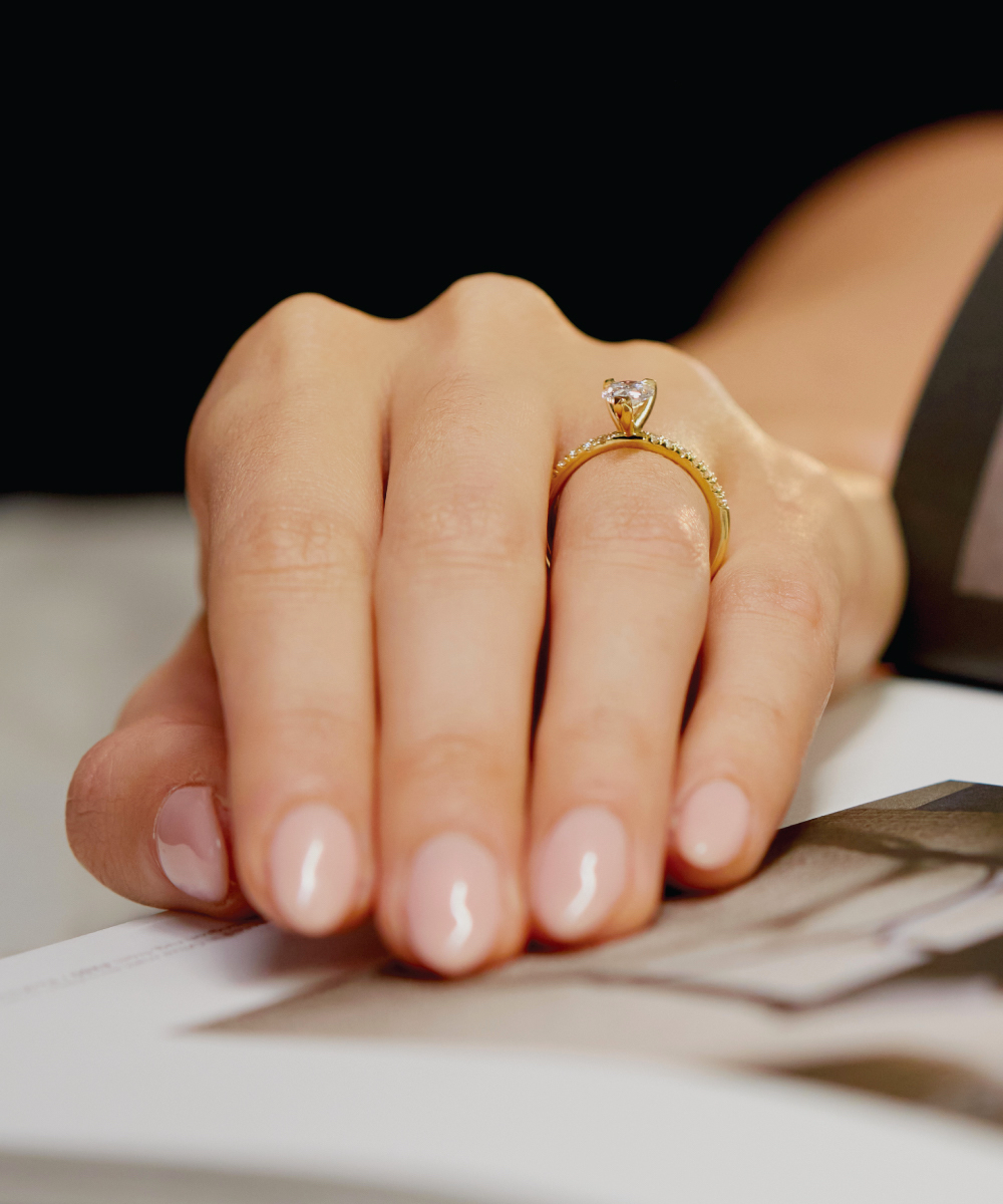 1ct Pear Cut Diamond Set Yellow Gold Nova Engagement Ring - Setting
