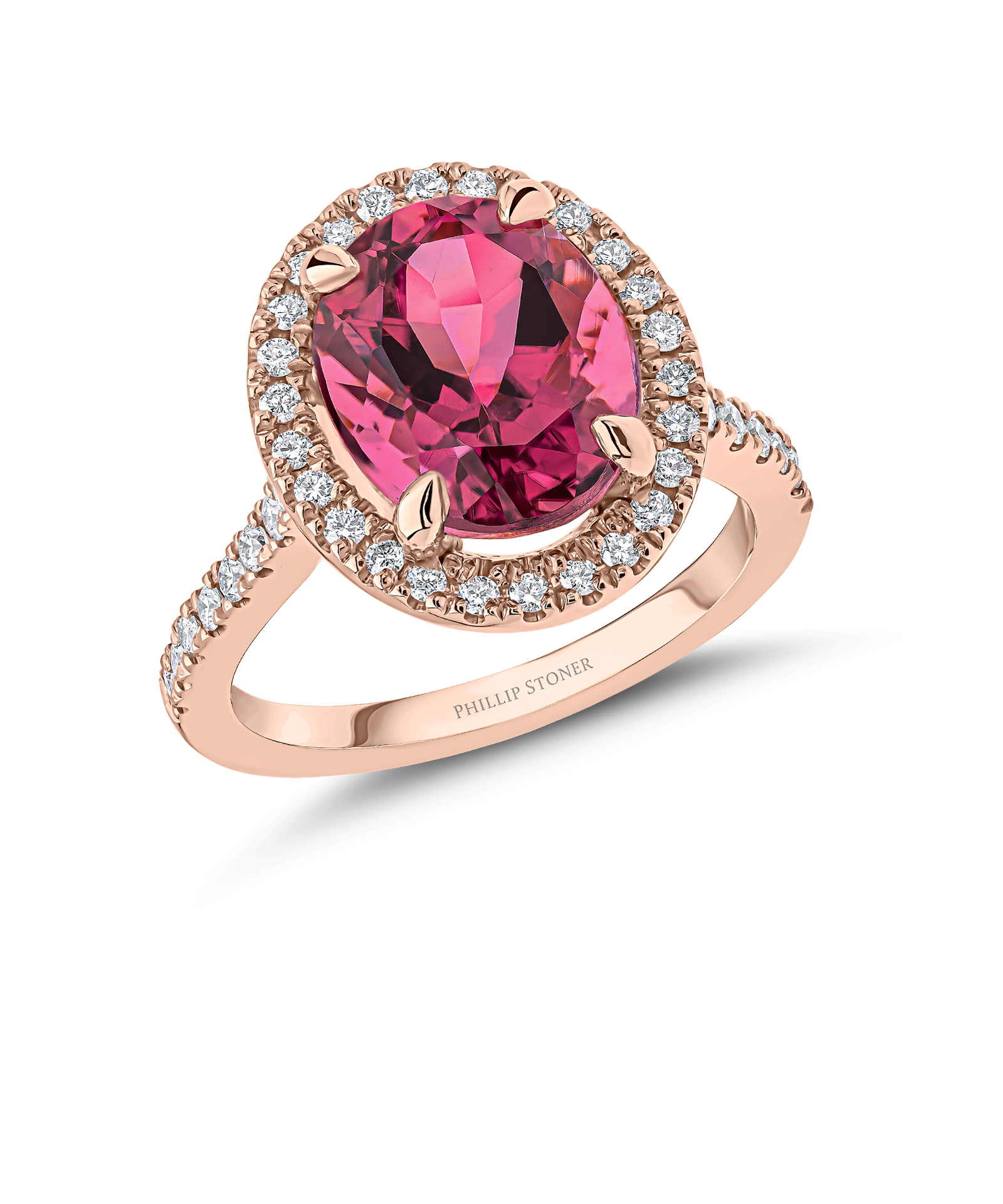 Pink Tourmaline & Diamond Thea Cocktail Ring - Phillip Stoner The Jeweller
