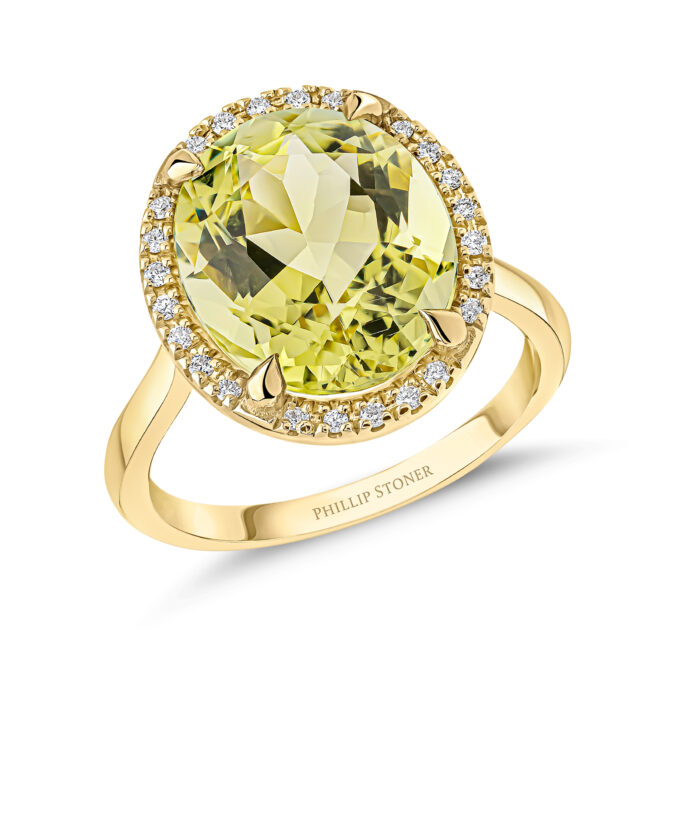 Yellow Beryl & Diamond Thea Cocktail Ring - Phillip Stoner The Jeweller