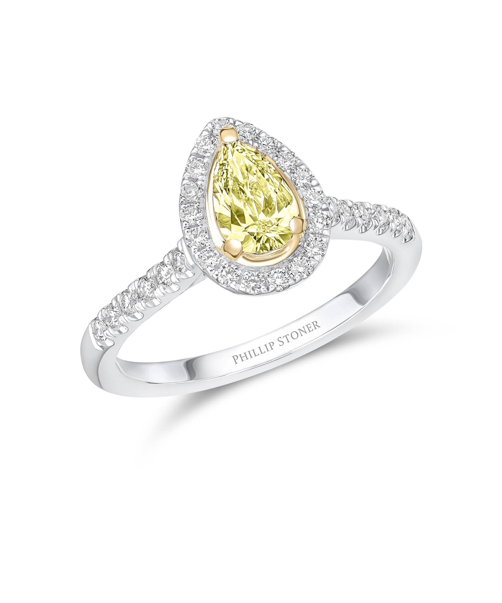 0.50ct Pear Cut Yellow Diamond Cluster Engagement Ring - Phillip Stoner The Jeweller