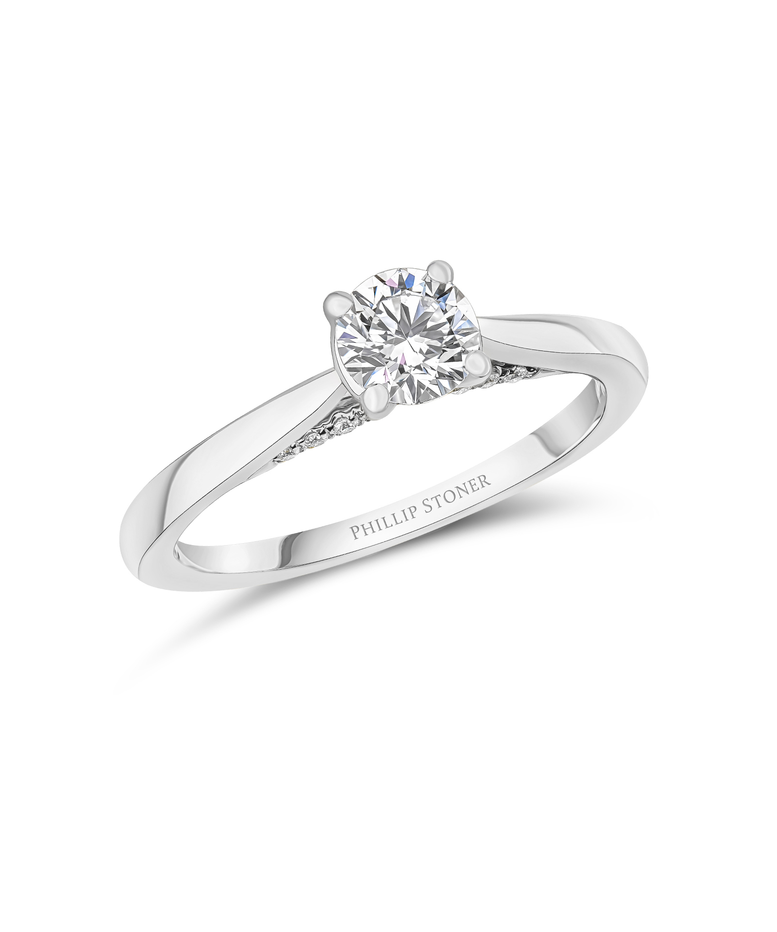 0.50ct Round Brilliant Cut Diamond Platinum Engagement Ring with Diamond Under Bezel - Phillip Stoner The Jeweller