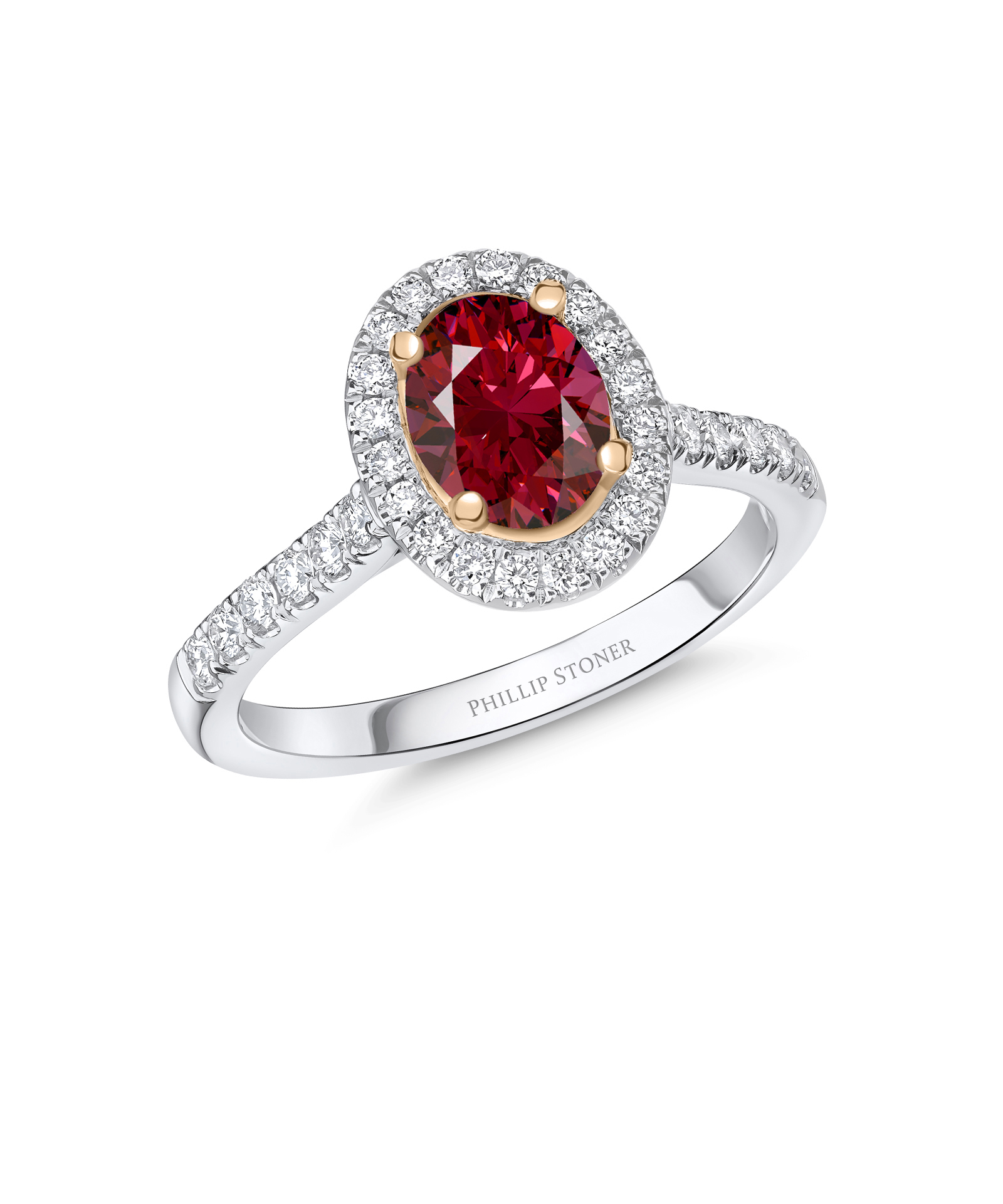 1.69ct Ruby & Diamond Platinum Cluster Ring - Phillip Stoner The Jeweller