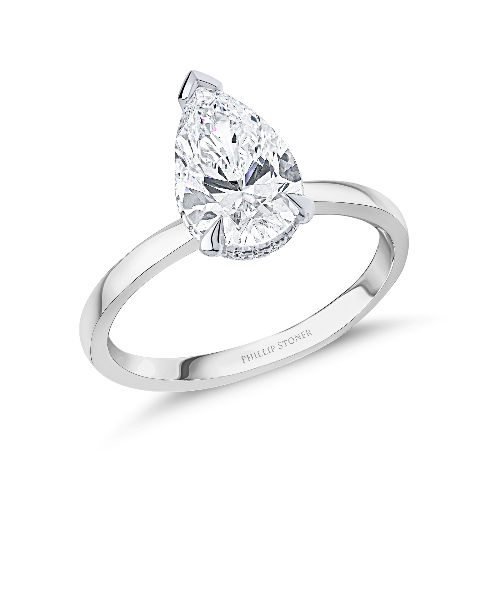 Platinum 1.5ct Pear Cut Lab Grown Diamond Crown Ring - Phillip Stoner The Jeweller