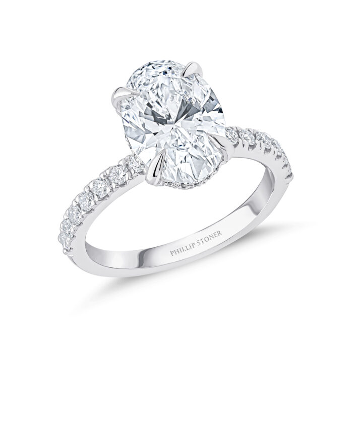 Platinum 2ct Oval Cut Lab Grown Diamond Set Engagement Ring