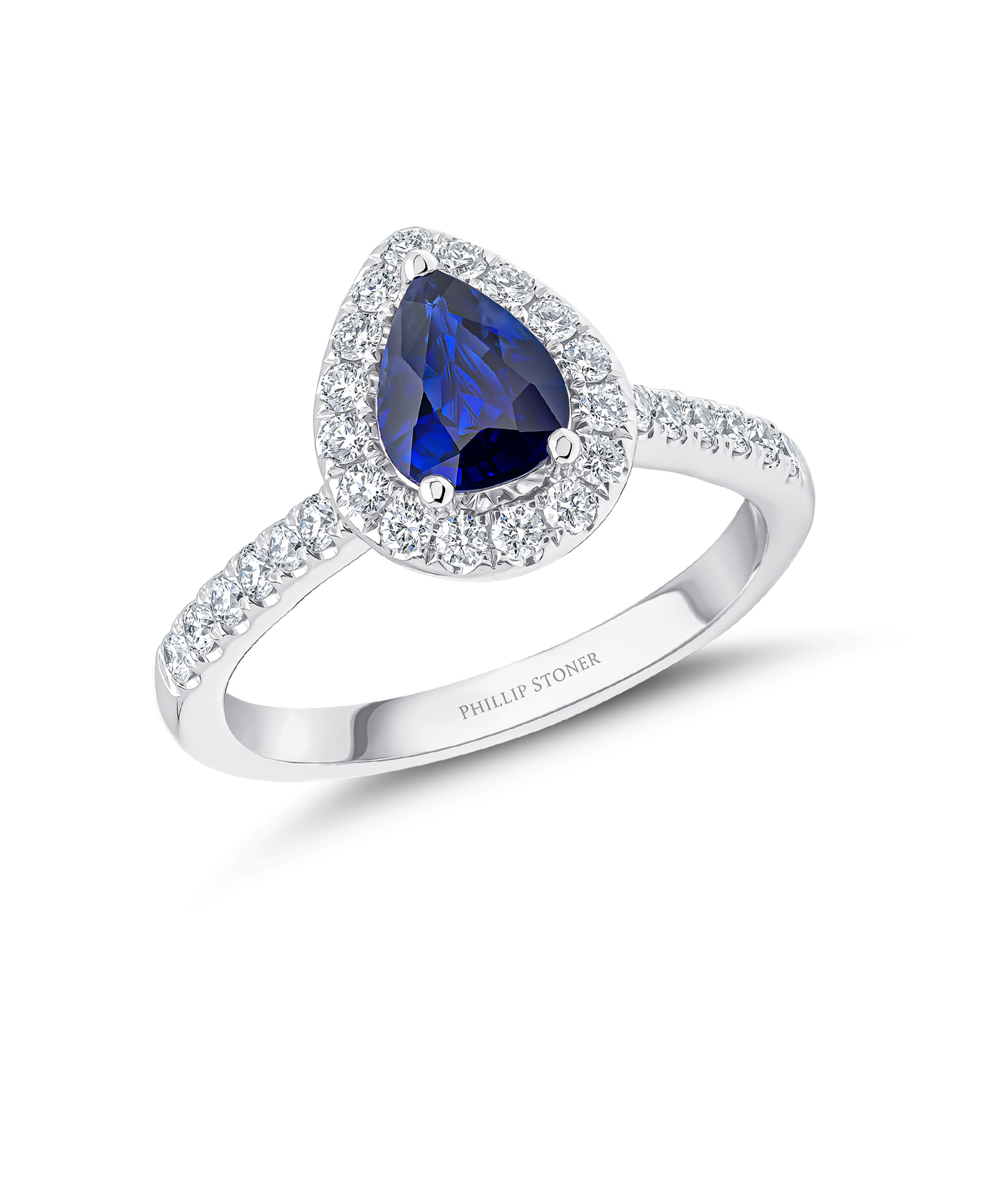 0.85ct Pear Sapphire & Diamond Cluster Ring - Phillip Stoner The Jeweller
