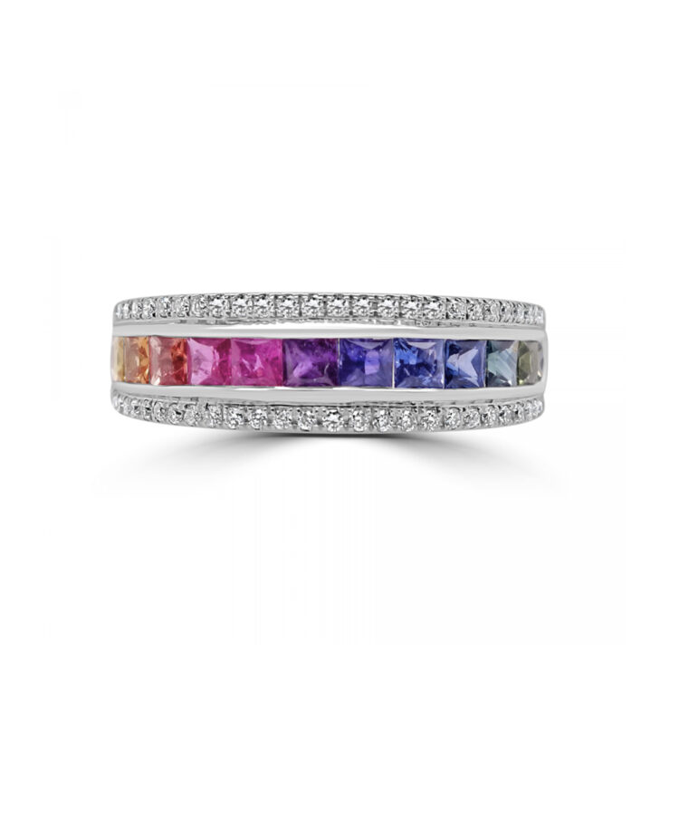 Platinum Rainbow Sapphire Eternity Band - Phillip Stoner The Jeweller