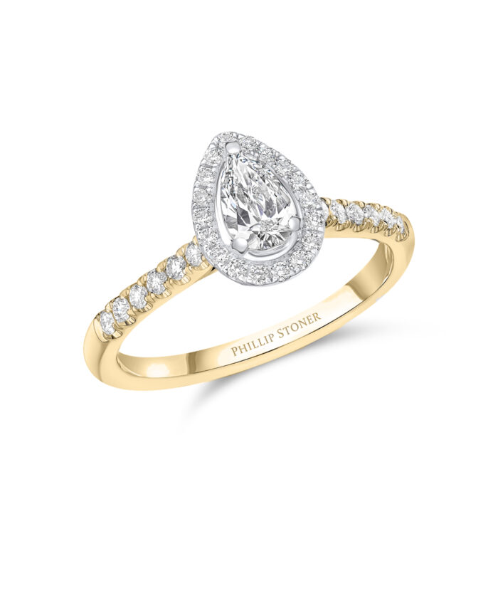 0.30ct Pear Cut Diamond Cluster Yellow Gold Engagement Ring - Phillip Stoner The Jeweller