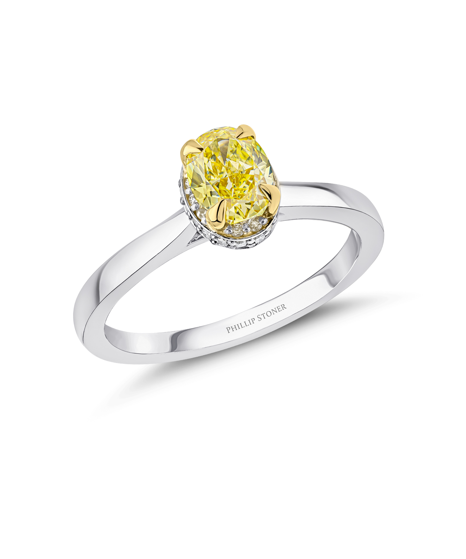 0.70ct Vivid Fancy Yellow Oval Diamond Engagement Ring - Phillip Stoner The Jeweller