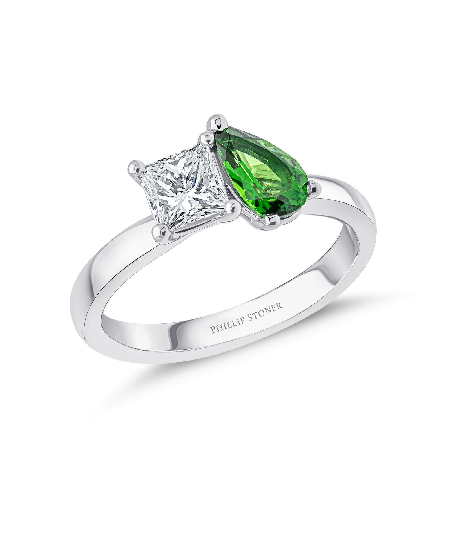 Green Tourmaline & Diamond Toi et Moi Ring - Phillip Stoner The Jeweller