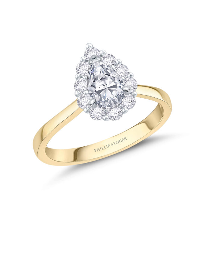 18ct Yellow Gold 0.40ct Pear Cut Diamond Cluster Engagement Ring, Yellow Gold - Phillip Stoner The Jeweller