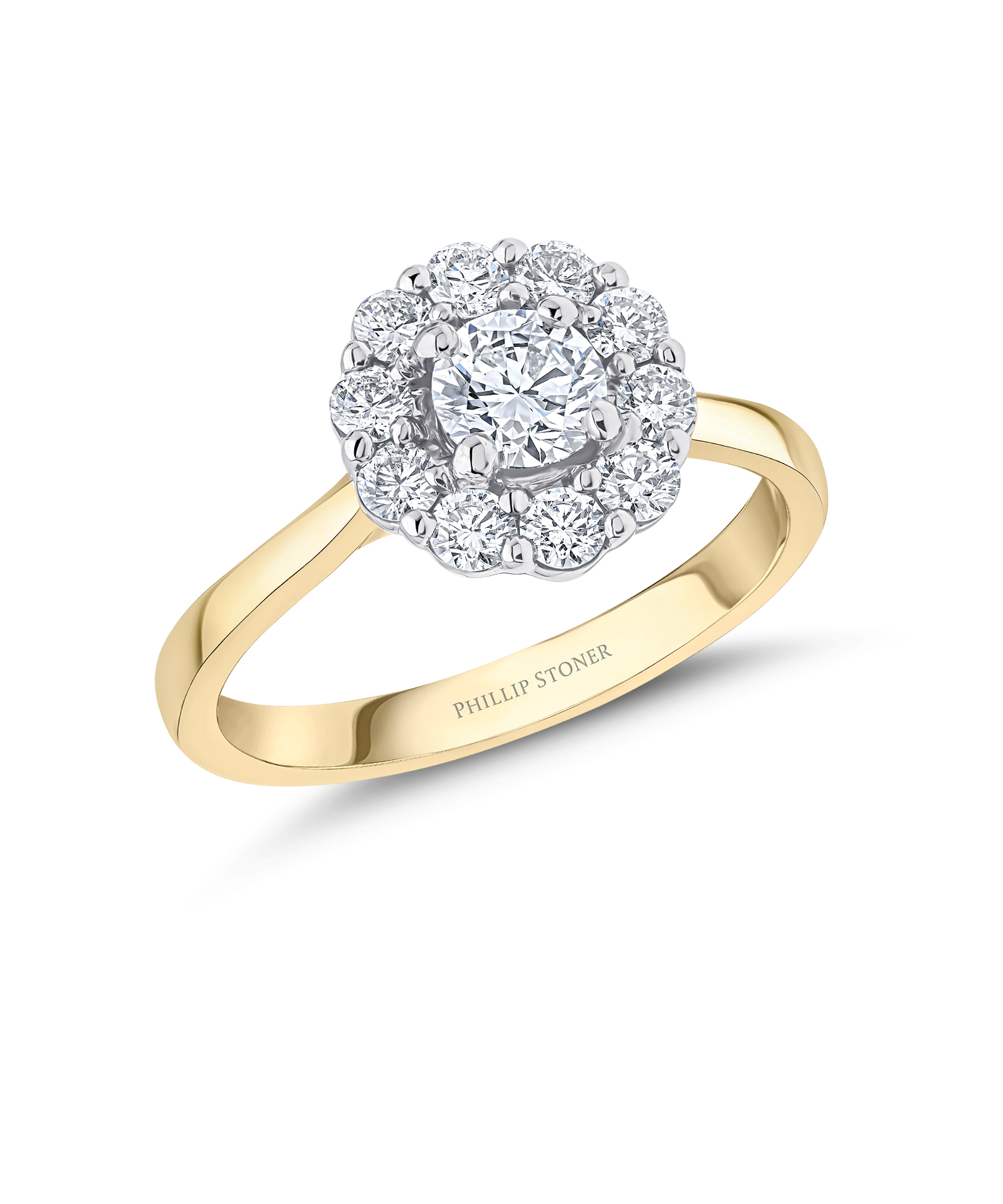 18ct Yellow Gold 0.40ct Round Brilliant Cut Diamond Cluster Engagement Ring - Phillip Stoner The Jeweller
