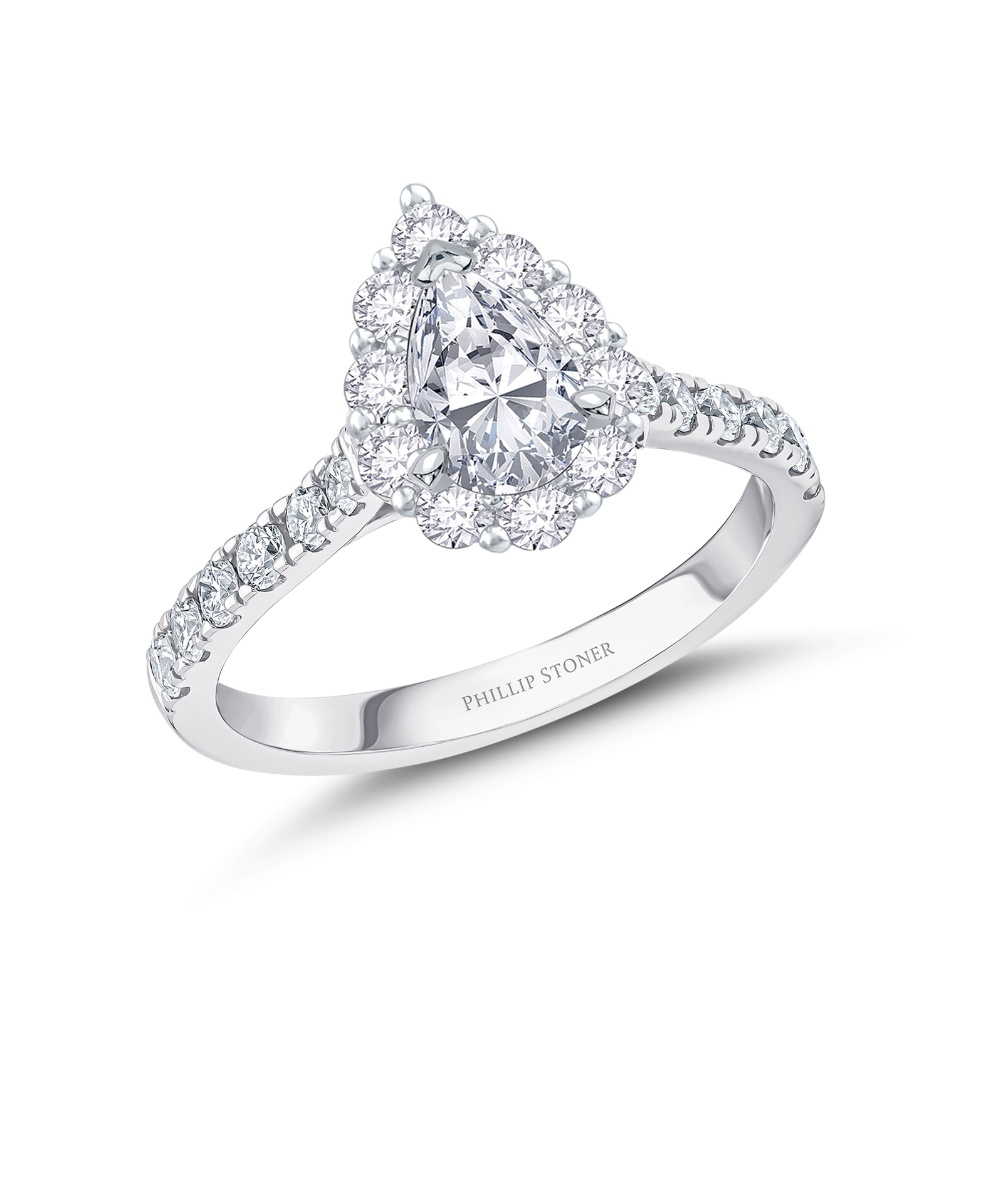 Platinum 0.40ct Pear Diamond Cluster Ring - Phillip Stoner The Jeweller