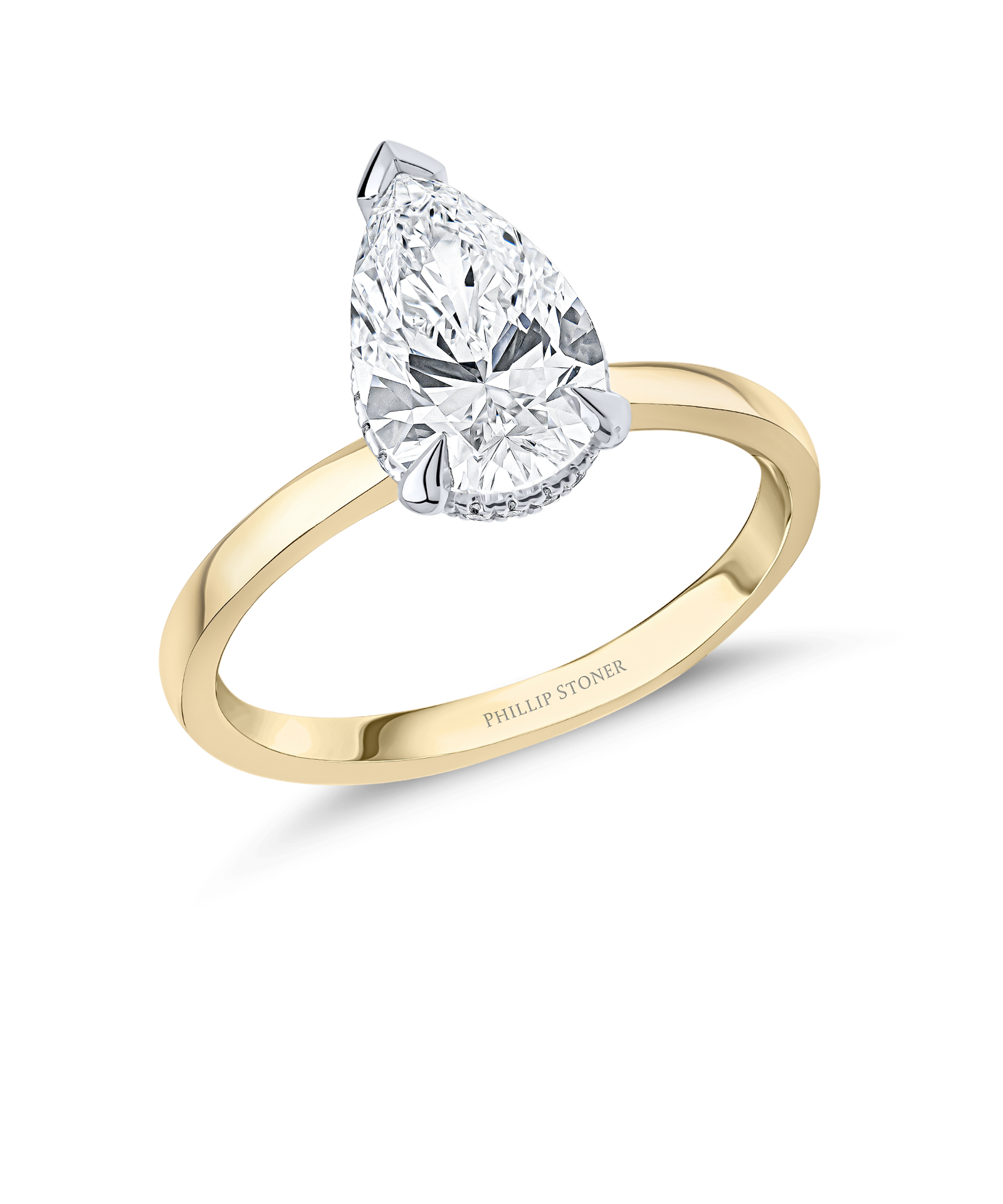 18ct Yellow Gold 1.5ct Pear Cut Lab Grown Diamond Crown Ring - Phillip Stoner The Jeweller