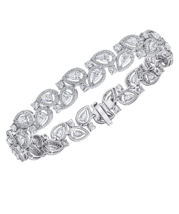 Platinum Pear Cut Diamond Cocktail Bracelet - Phillip Stoner The Jeweller