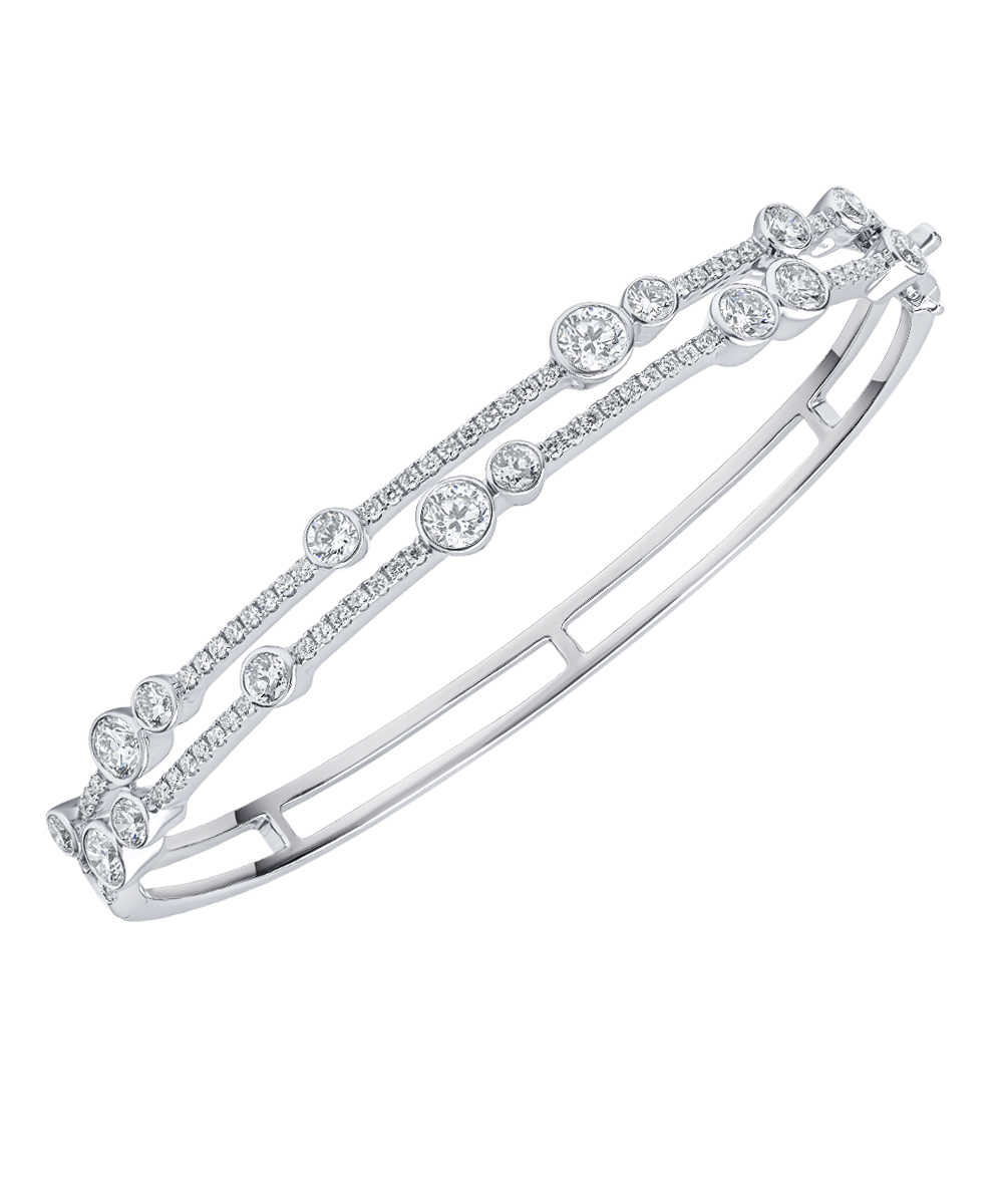 18ct White Gold Diamond Set Cascade Bangle - Phillip Stoner The Jeweller