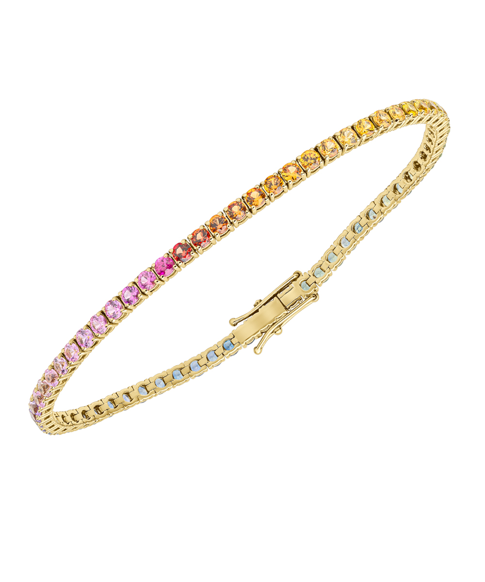 Rainbow Sapphire & Diamond Line Bracelet - Phillip Stoner The Jeweller