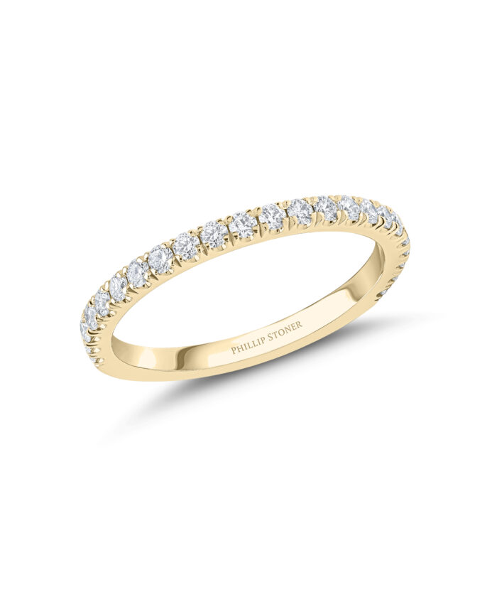 18ct Yellow Gold 0.40ct Oyster Diamond Set Wedding Band - Phillip Stoner The Jeweller