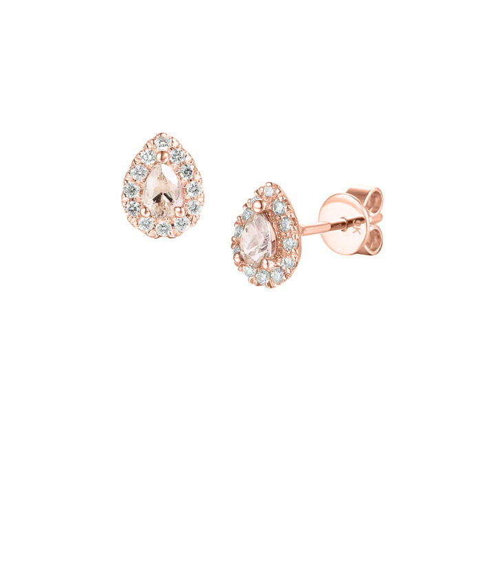 Morganite & Diamond Rose Gold Birthstone Earrings