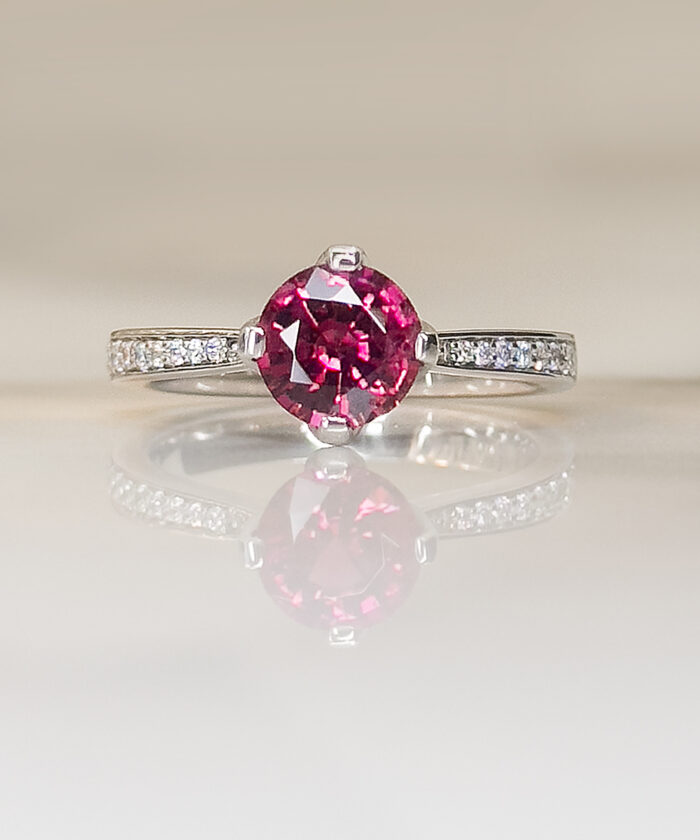 Rubellite & Diamond Compass Set Cocktail Ring