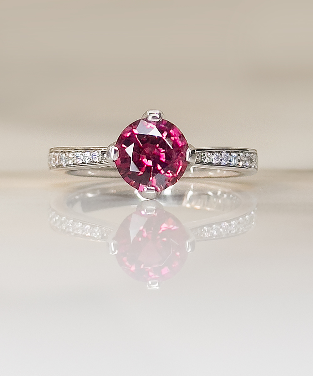 Rubellite & Diamond Compass Set Cocktail Ring