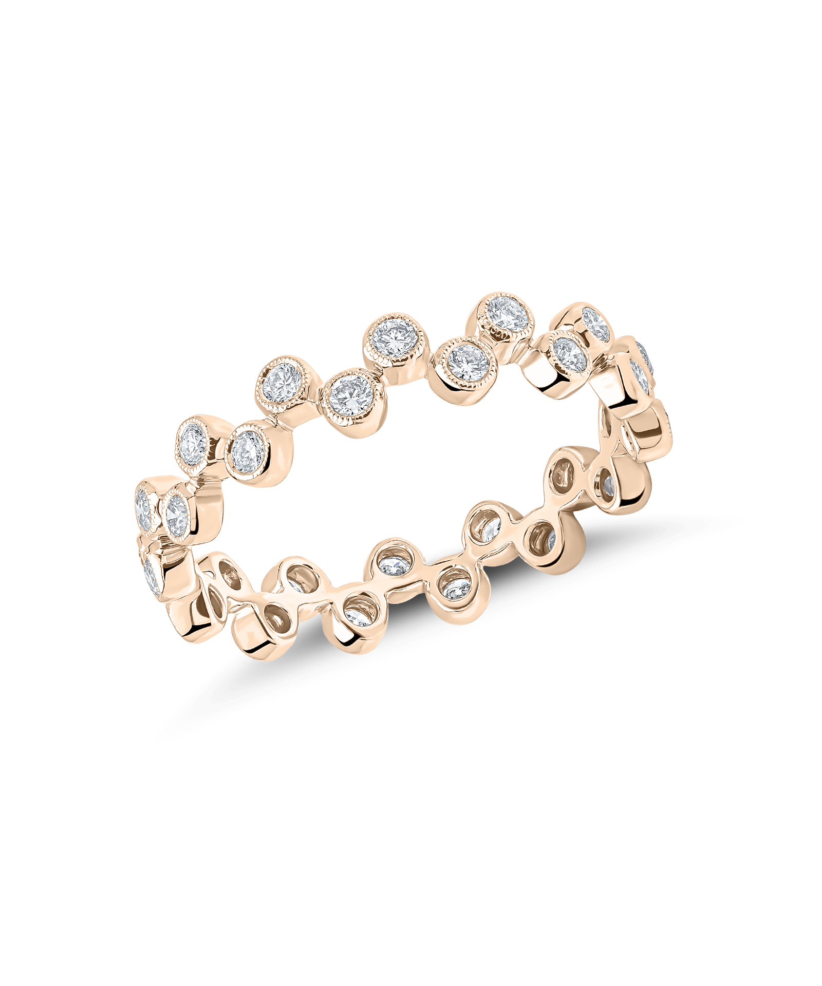 18ct Rose Gold Rubover Set Diamond Stacking Ring