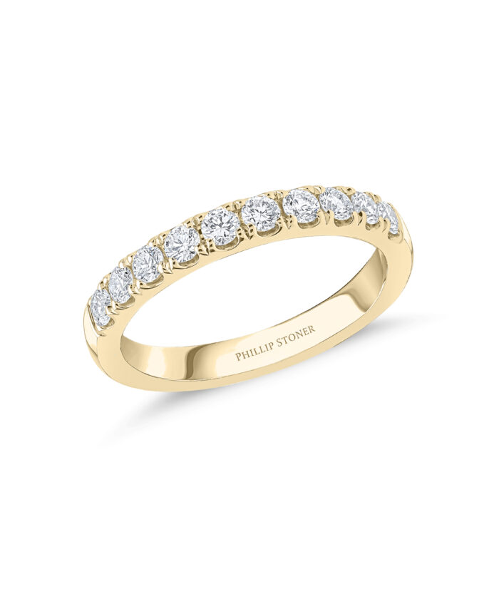 18ct Yellow Gold 0.53ct Scallop-Set Diamond Eternity Ring - Phillip Stoner The Jeweller