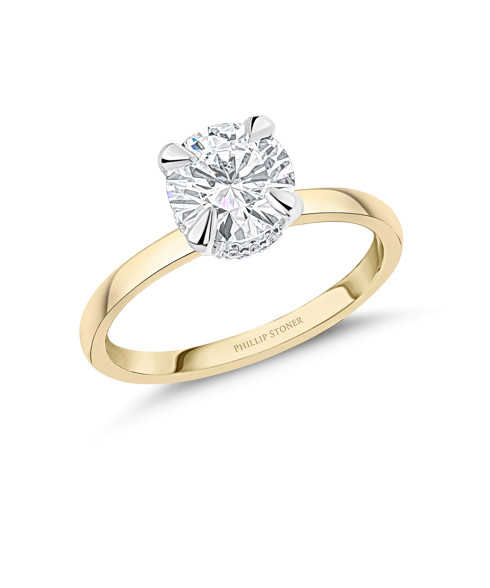 18ct Yellow Gold 2ct Round Brilliant Cut Lab Grown Diamond Crown Ring - Phillip Stoner The Jeweller