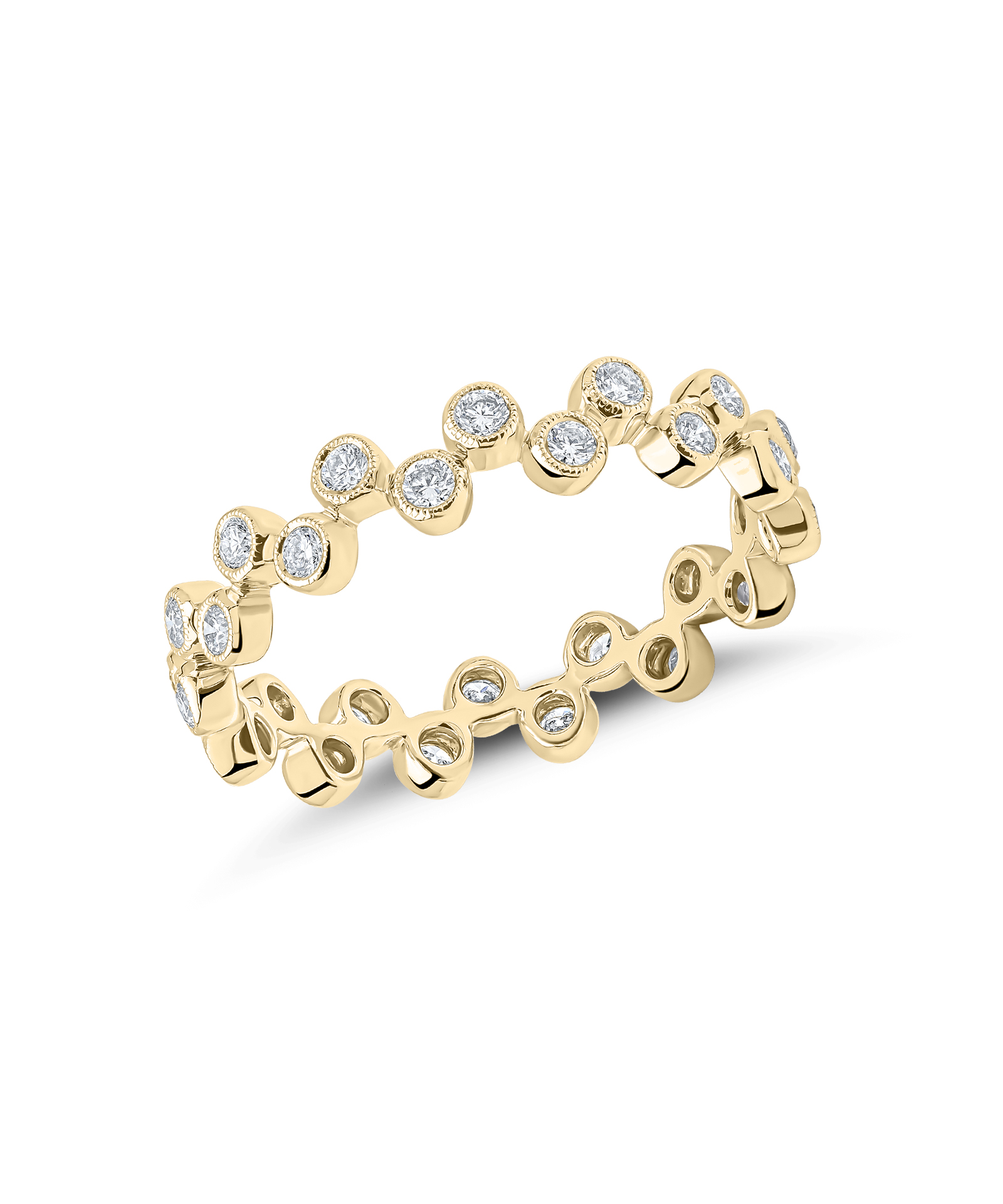 18ct Yellow Gold Rubover Set Diamond Stacking Ring