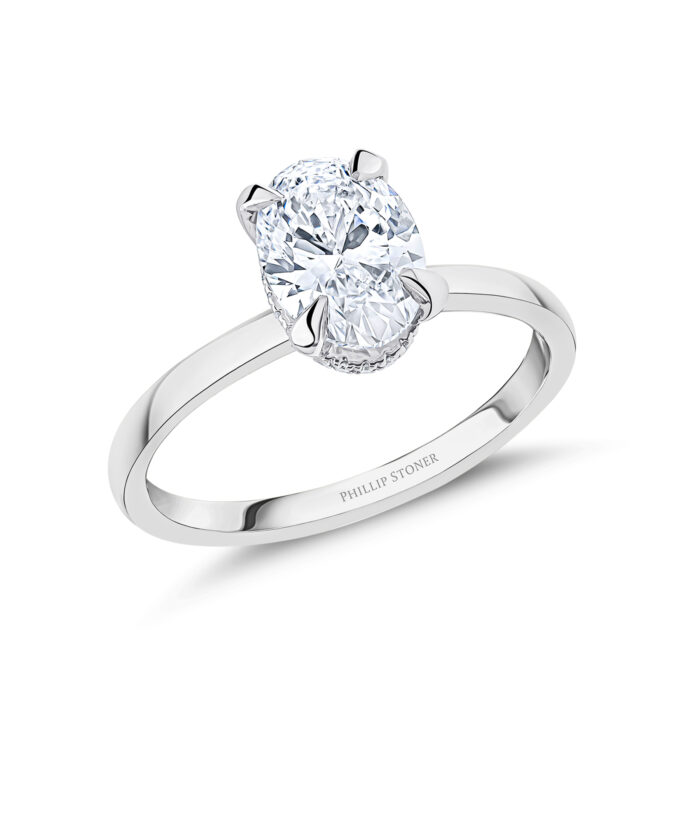 Platinum 1.5ct Oval Cut Lab Grown Diamond Crown Ring - Phillip Stoner The Jeweller