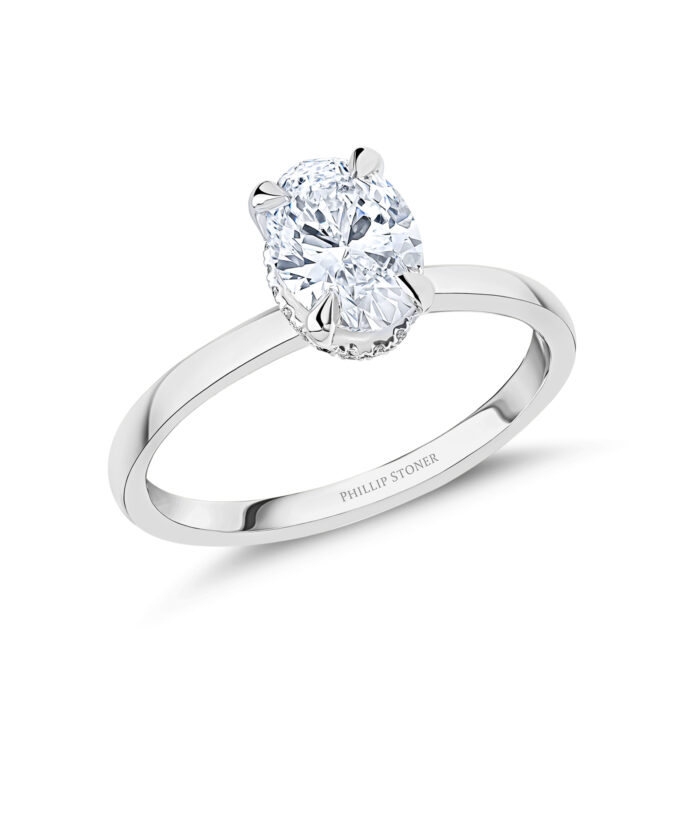 Platinum 1ct Oval Cut Lab Grown Diamond Crown Ring - Phillip Stoner The Jeweller