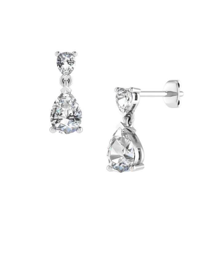 Platinum Pear Cut Diamond Cocktail Earrings