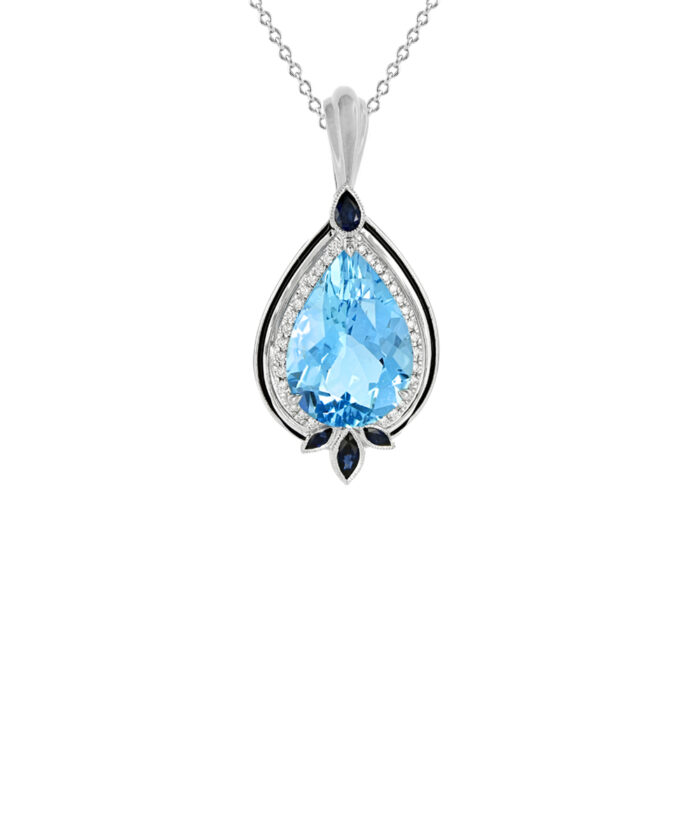 Ungar & Ungar Blue Topaz, Sapphire & Diamond Pendant