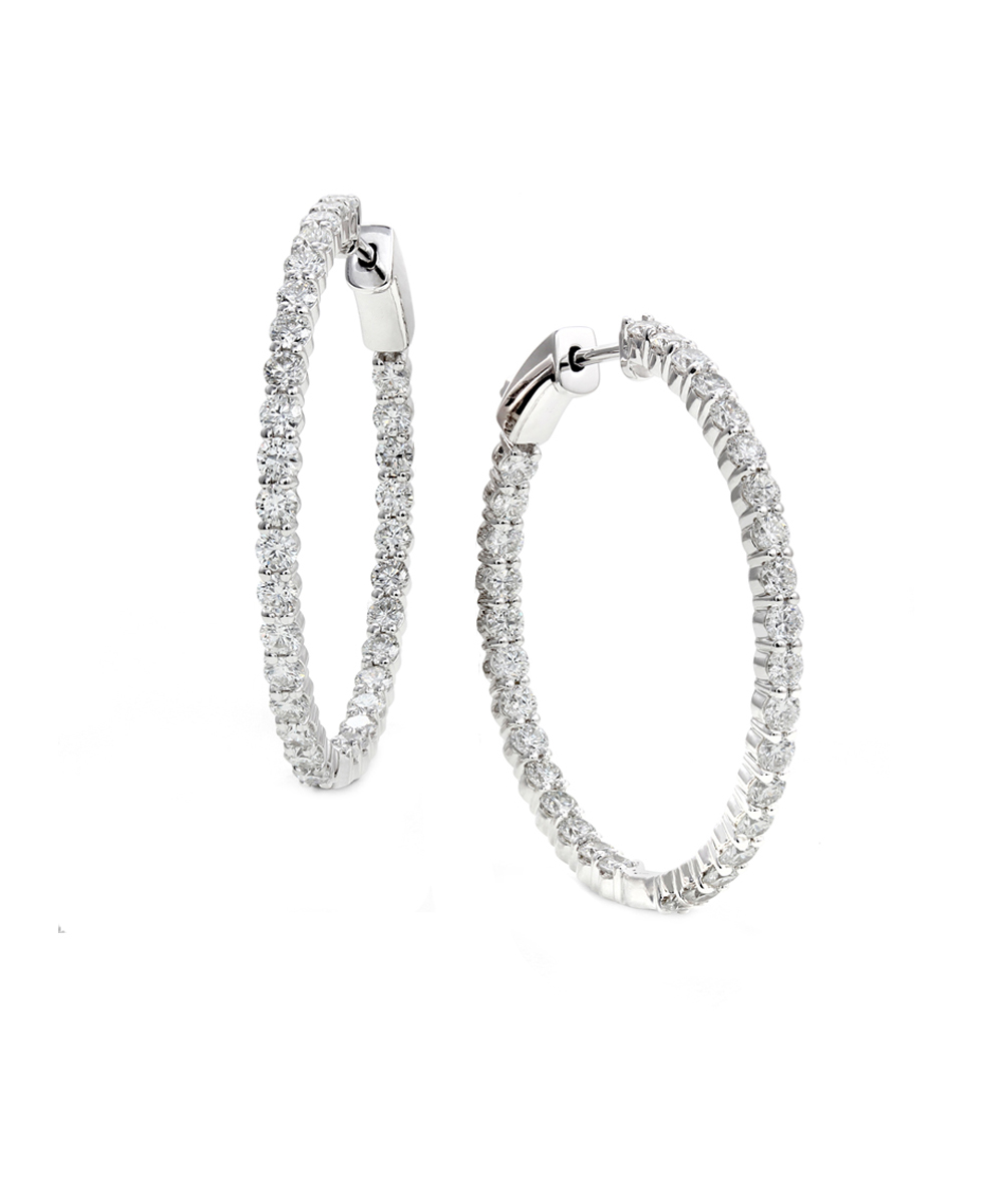 18ct White Gold Double Sided Diamond Hoop Earrings